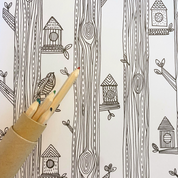 Mindfulness colouring book for all ages with images of the Swedish folk style, responsibly printed on natural paper of the highest quality, from printmaker and TV presenter Zeena Shah.