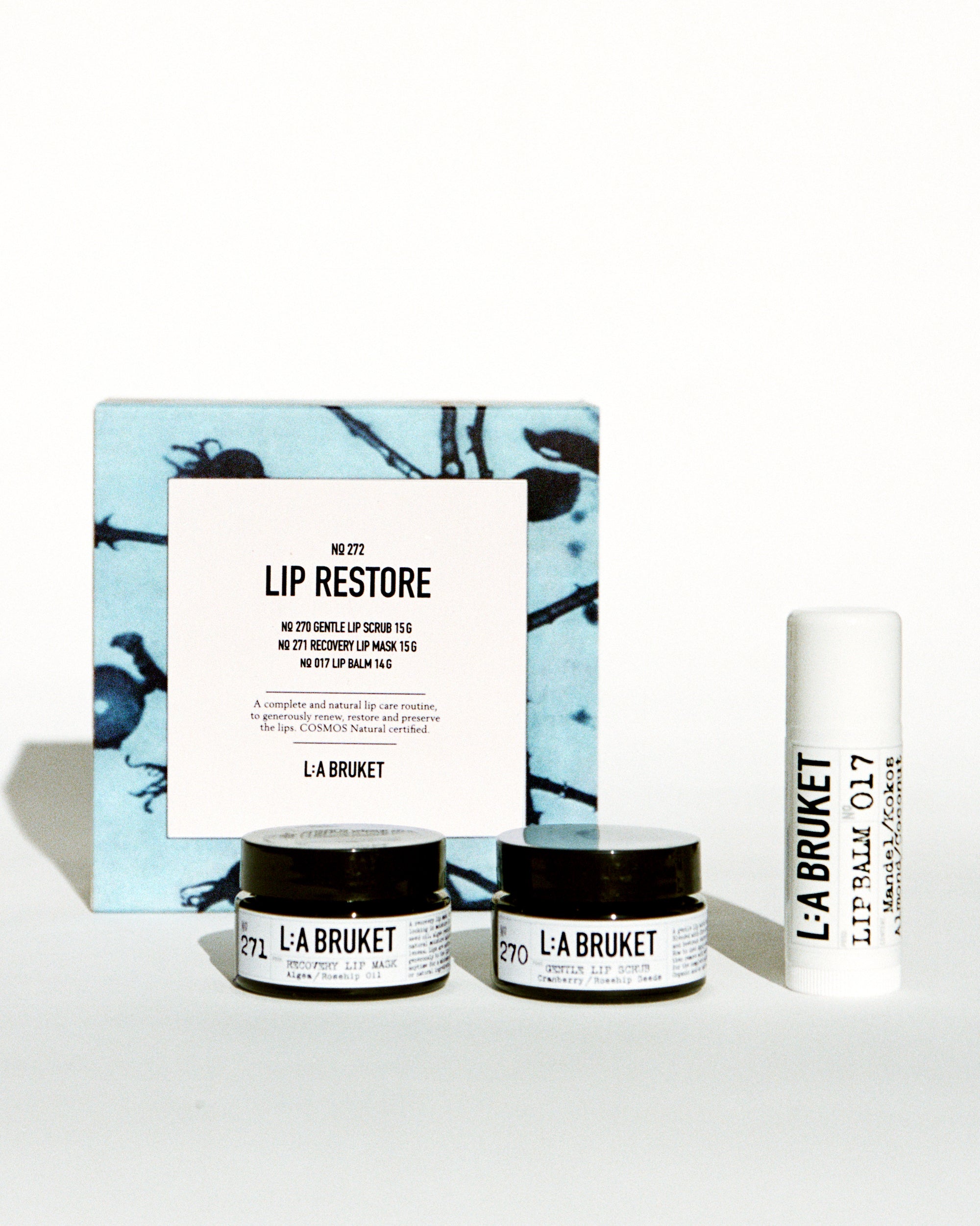 Gift set of all natural, organic and vegan lip care with lip scrub, mask & balm from the best of Sweden's coastal beauty brand, L:A Bruket (8514701623601)