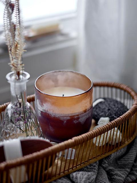 Large scented candle in brown sea glass jar for Nordic home style from Bloomingville