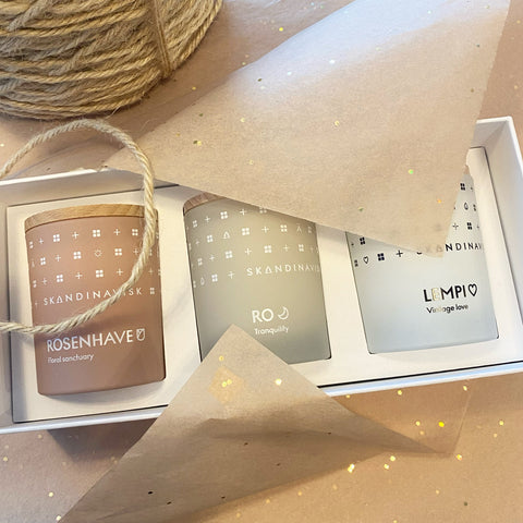 Gift wrapped Skandinavisk candles for lovely presents for mum, a friend or a special someone