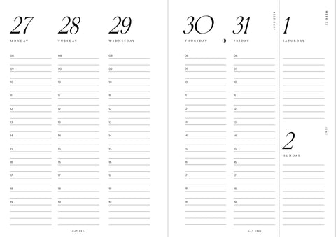 Sustainably produced 2024 diary with hard backed cover, and an elegant Nordic minimal designed layout. With ample space for thoughts, notes and other musings, this is a lovely journal for a thoughtful gift, from Cozy Publishing.