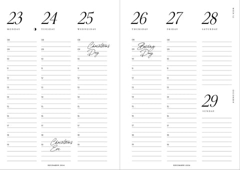 Sustainably produced 2024 diary with hard backed cover, and an elegant Nordic minimal designed layout. With ample space for thoughts, notes and other musings, this is a lovely journal for a thoughtful gift, from Cozy Publishing.