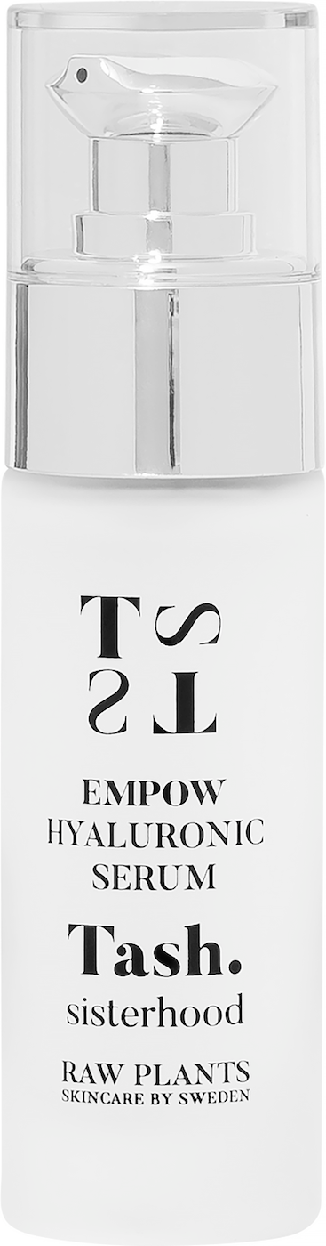 Hyaluronic serum delivers moisture locking hyaluronic acid to your skin in a luxury pump bottle. Raw plants power from Tash sisterhood.