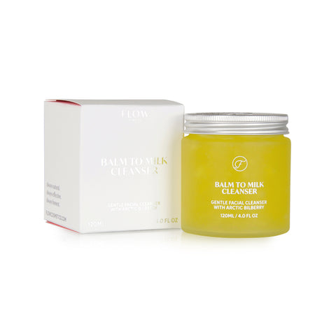 yellow Balm to Milk cleanser from Flow Cosmetics is a best selling organic home treatment to cleanse the skin