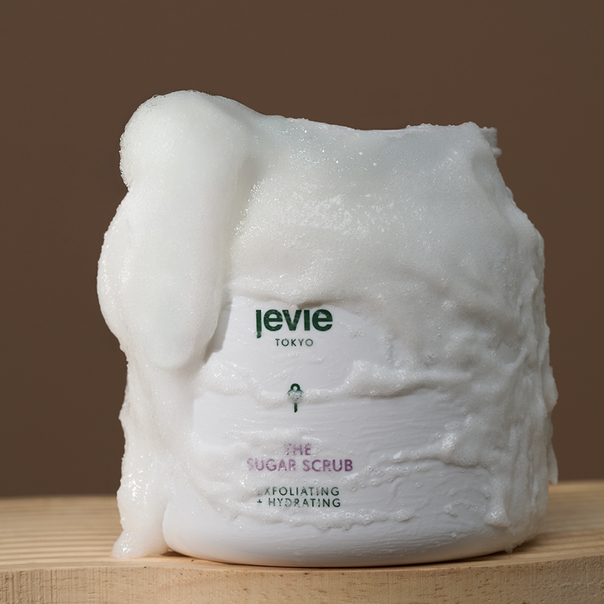 Exfoliate and glow with the Sugar Scrub – viral beauty from Jevie for natural, skin-polishing with foaming, gum texture.