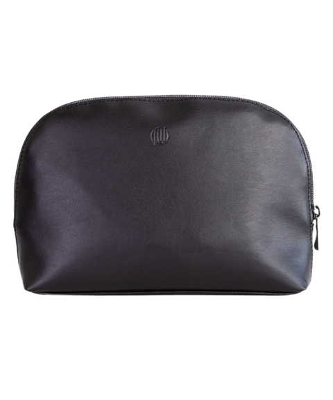 Black vegan leather luxury make up and beauty holdall for ethical and sustainable solutions with style, made in EU by Nuuwai.