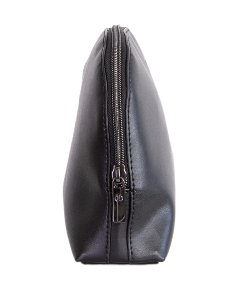 Black vegan leather, with smart black zipper, luxury make up and beauty holdall for ethical and sustainable solutions with style, made in EU by Nuuwai.