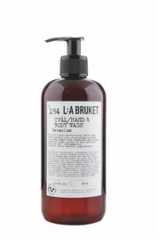 All natural, organic and vegan liquid soap for hand & body in a stylish brown pump bottle from Sweden's West Coast by the best selling L:A Bruket