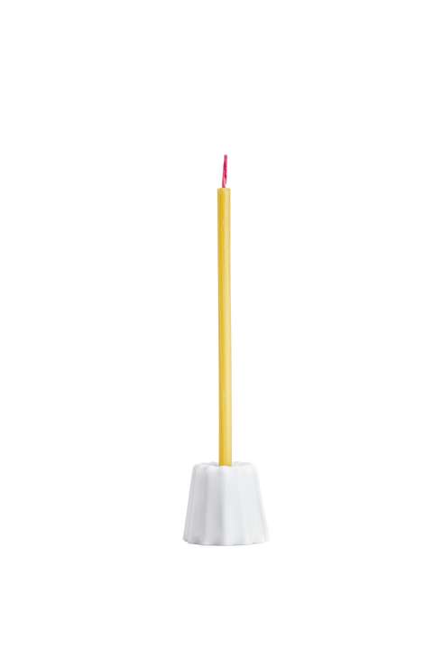 Ceramic hand cast candle holder in choice of coloured glaze for thin beeswax taper candles from Ovo Things