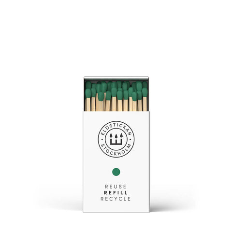 Refills of coloured matches for Eldstickan's stylish glass bottles for a great & sustainable interior design idea