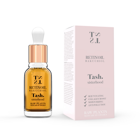 This pale pink box contains the best anti age golden facial oil full of antioxidant rich bakuchiol - nature's retinol. Raw plants power from Tash sisterhood.