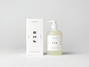 Simple & refined white box with statement text for luxury organic body wash with natural Fir perfume from Tangent GC