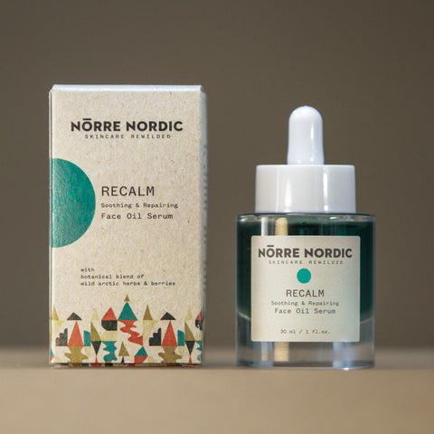 Calming, soothing & repairing facial oil made by hand from wild grown Finnish plants and in sustainable packaging