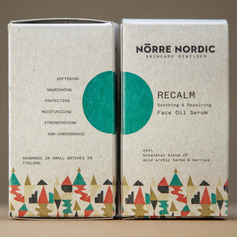 Calming, soothing & repairing facial oil made by hand from wild grown Finnish plants in small batches. Susatainable skincare