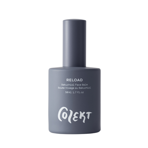 RELOAD bakuchiol  face balm natural & vegan skincare in stylish & unisex all grey bottle with white graphic from Colekt Stockholm