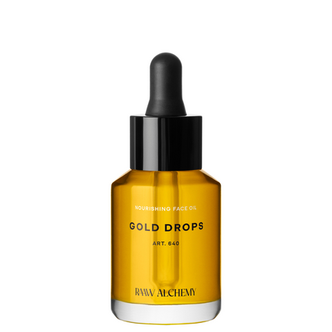 Gold drops are antioxidant rich facial oil and serum for anti ageing and hydration from Raaw Alchemy