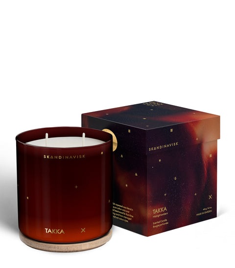 2 wick organic vegan candle in ombre brown glass from skandinavisk with the scent of firewood.