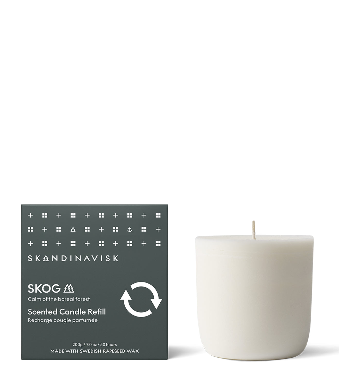 Sustainable and budget price option to refill your SKOG candle glass, organic & vegan forest scented candle  for Nordic home style from Skandinavisk