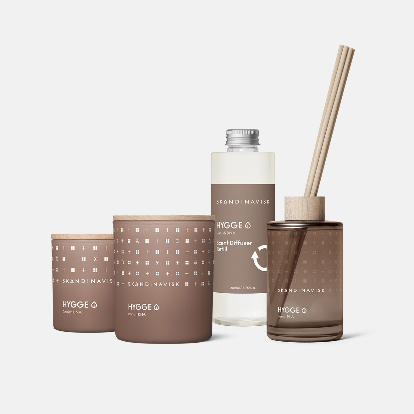Sustainable & price conscious refill for HYGGE scent diffuser of organic vegan room fragrance with 8 sticks in plastic bottle for the best in Nordic home style from Skandinavisk