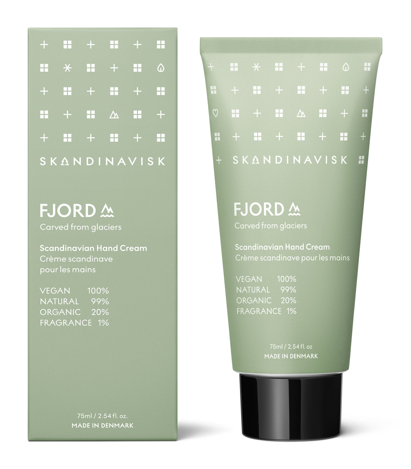 FJORD; scents of orchard fruits and leaves from Skandinavisk, organic, natural & vegan hand cream in tubes of sugarcane plastic for best sustainability values with gentle fragrances that reflect the nature and landscape of Scandinavia.