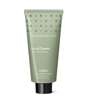 FJORD; scents of orchard fruits and leaves from Skandinavisk, organic, natural & vegan hand cream in tubes of post consumer waste metal for best sustainability values, reflecting the nature and landscape of Scandinavia.