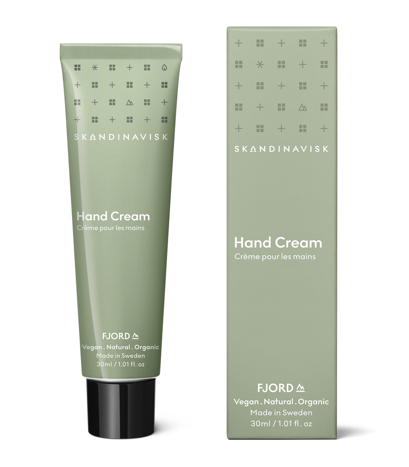 FJORD; scents of orchard fruits and leaves from Skandinavisk, organic, natural & vegan hand cream in tubes of post consumer waste metal for best sustainability values, reflecting the nature and landscape of Scandinavia.
