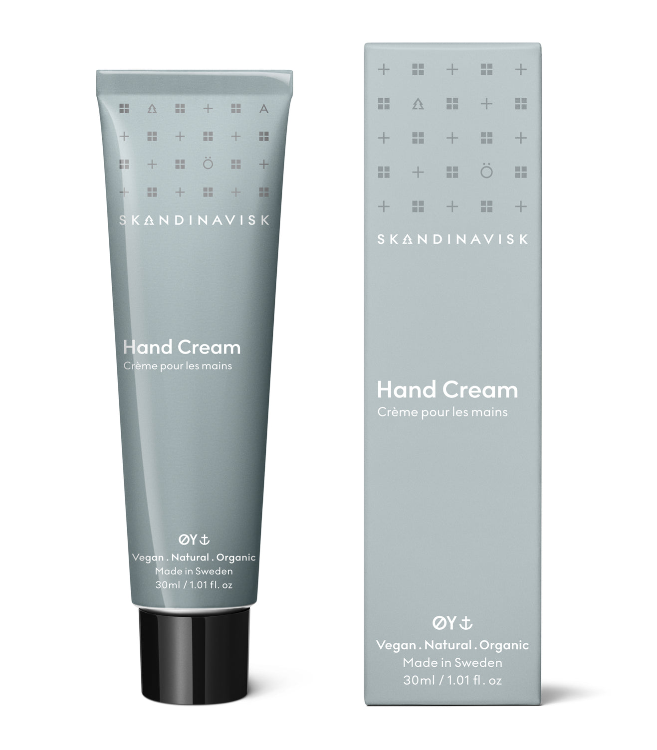 ØY; a gentle scent of water and quiet nature, from Skandinavisk, organic, natural & vegan hand cream in tubes of post consumer waste metal for best sustainability values that reflect the nature and landscape of Scandinavia.