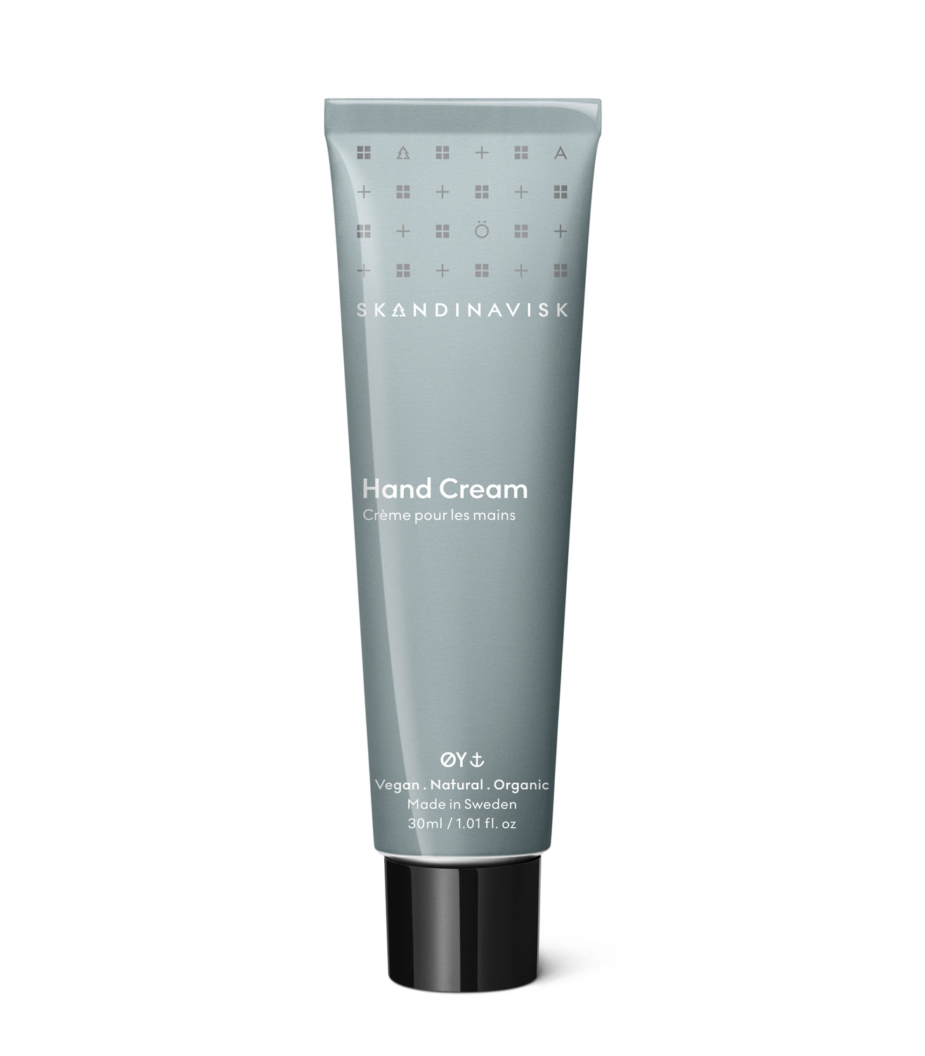 ØY; a gentle scent of water and quiet nature, from Skandinavisk, organic, natural & vegan hand cream in tubes of post consumer waste metal for best sustainability values that reflect the nature and landscape of Scandinavia.