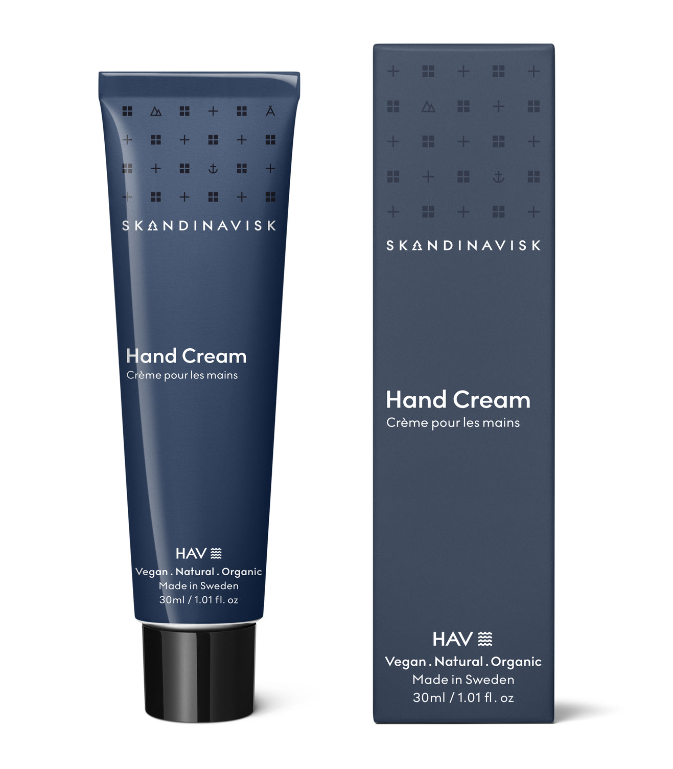 HAV, scents of the sea breeze, from Skandinavisk, organic, natural & vegan hand cream in tubes of post consumer metal waste for best sustainability values, reflecting the nature and landscape of Scandinavia.