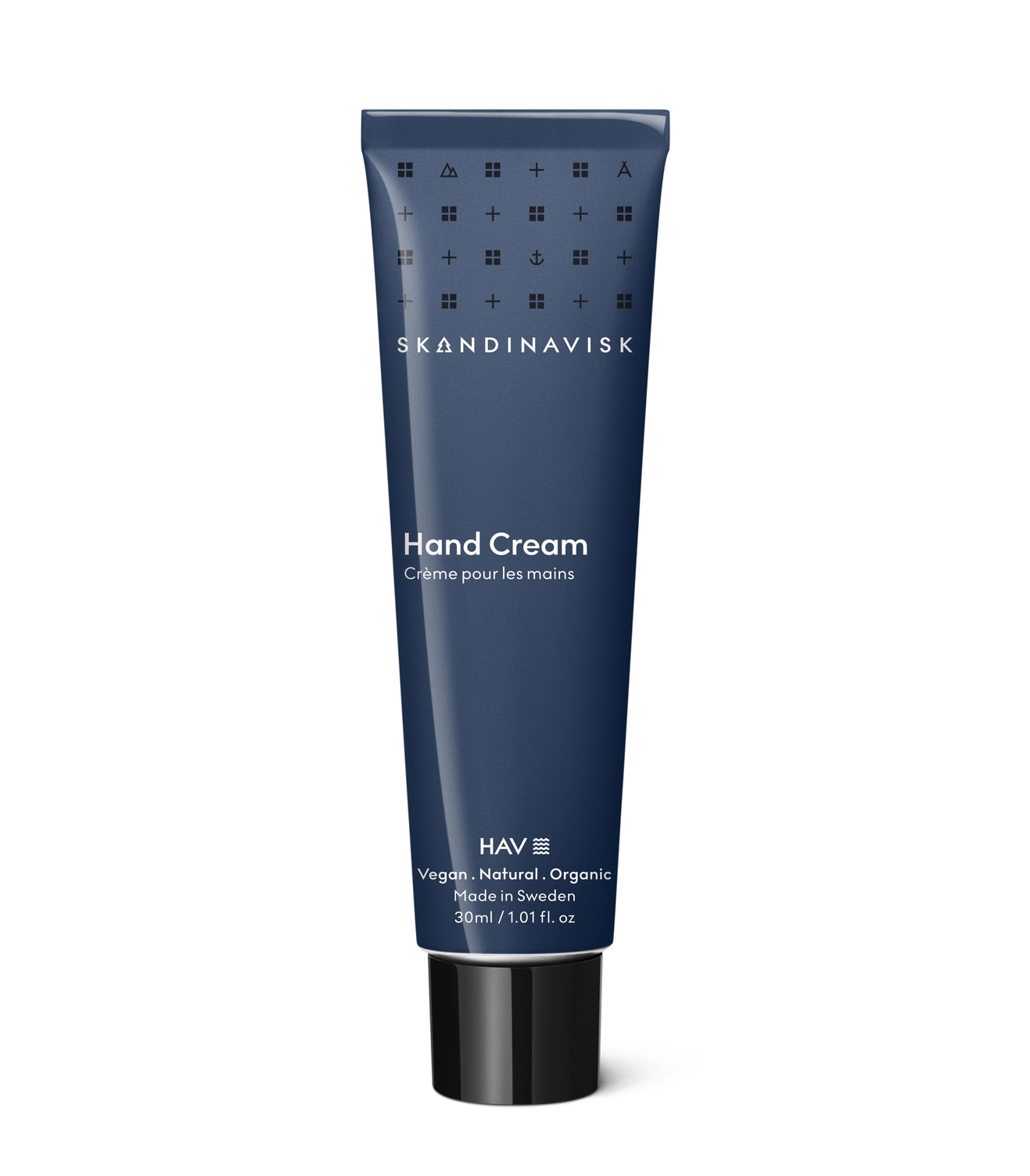 HAV, scents of the sea breeze, from Skandinavisk, organic, natural & vegan hand cream in tubes of post consumer metal waste for best sustainability values, reflecting the nature and landscape of Scandinavia.
