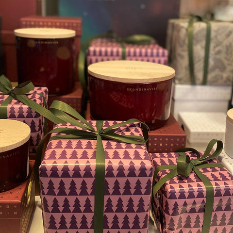 Gift wrapped Skandinavisk JUL candles for lovely presents at Christmas or other special occasions