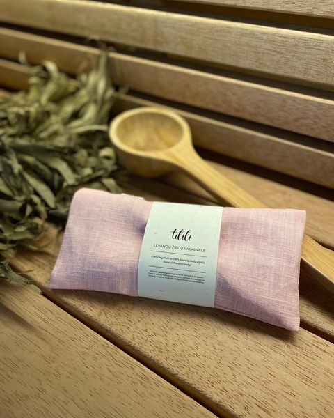Organic linen pillow in pale pink, filled with lavender flowers for yoga, sauna, spa days even headaches, made by hand by Tilili