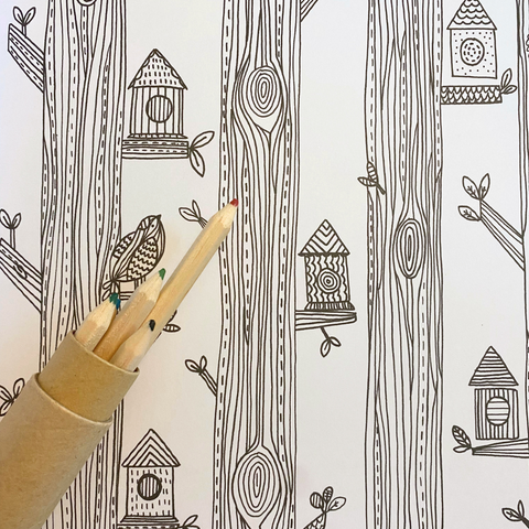 Mindfulness colouring book for all ages with images of the Swedish folk style, responsibly printed on natural paper of the highest quality, from printmaker and TV presenter Zeena Shah.