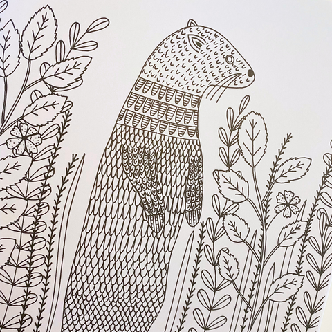 Mindfulness colouring book for all ages with images of the Swedish folk style, responsibly printed on natural paper of the highest quality, from printmaker and TV presenter Zeena Shah.