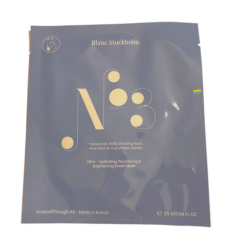 Blanc Stockholm sheet mask created with Korean skincare experts for this Swedish skincare brand
