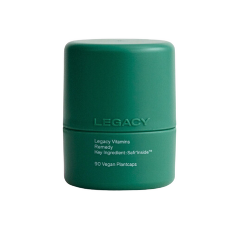Attractive green tub of Legacy Vitamins Remedy with adaptogens & nootropics for overall general health & wellbeing especially for recovery
