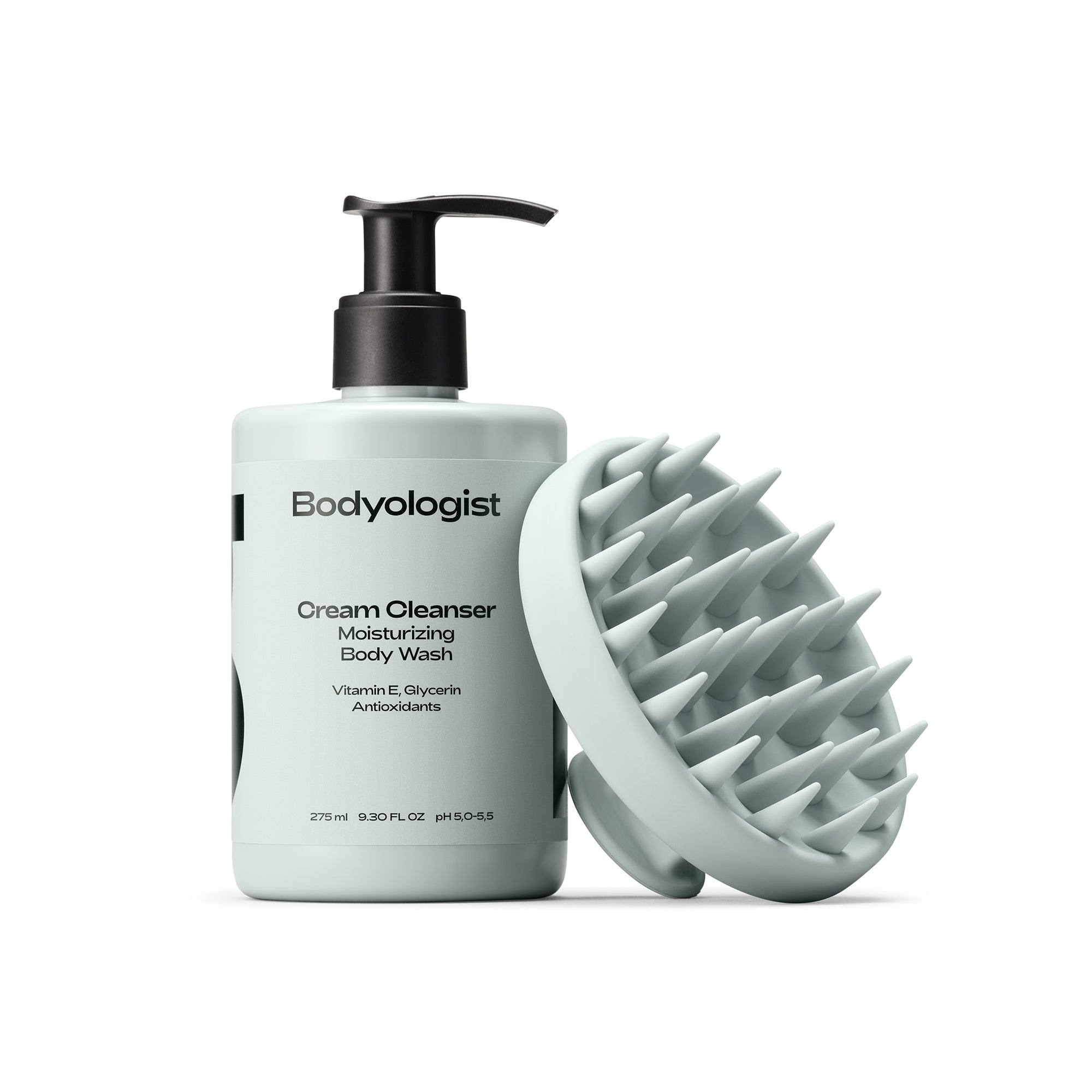 Bodyologist Stimulating Body Brush in pale green soft silicone with comfort handle and gentle spiky bristles gives you the best skincare for the body