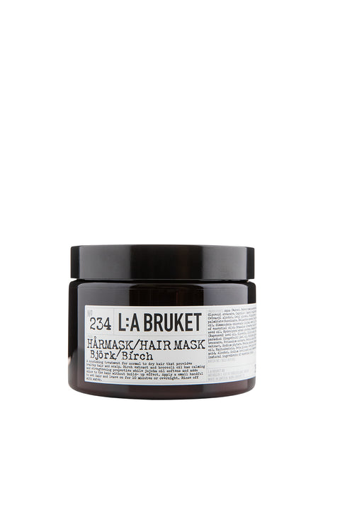 Natural, vegan & organic moisturising hair mask with the forest scent of birch  from the nature of Sweden's West Coast by  best selling minimalist L:A Bruket
