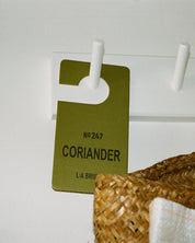 All natural, organic and vegan room scent on hanging tag with the green mint scent of Coriander from the best of Sweden's coastal home fragrance brand, L:A Bruket