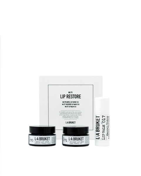 Gift set of all natural, organic and vegan lip care with lip scrub, mask & balm from the best of Sweden's coastal beauty brand, L:A Bruket (8514701623601)