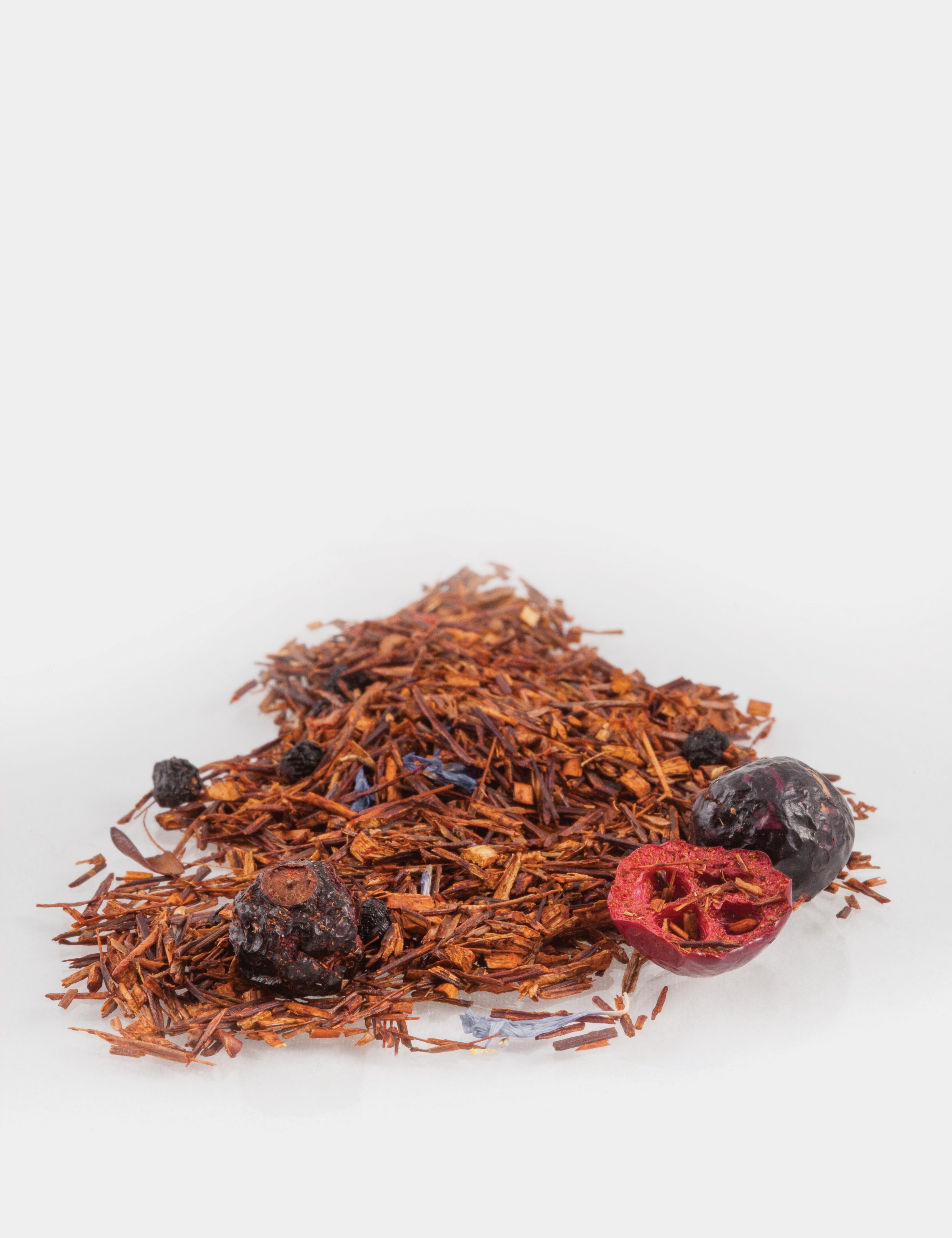 Nordic Superfoods Tea blend with 100% all natural, organic superfoods from the Nordic nature - elderberry, cranberry and Blackcurrant with healthy rooibos tea.