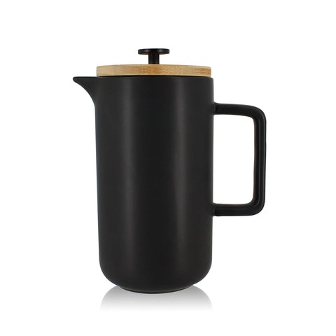 Stylish black ceramic French press for simple  coffee brewing. Easy to clean and looks great on the table, making an ideal gift for the coffee lover, from Ogo Living