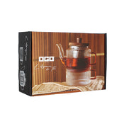 Glass teapot with glass cup