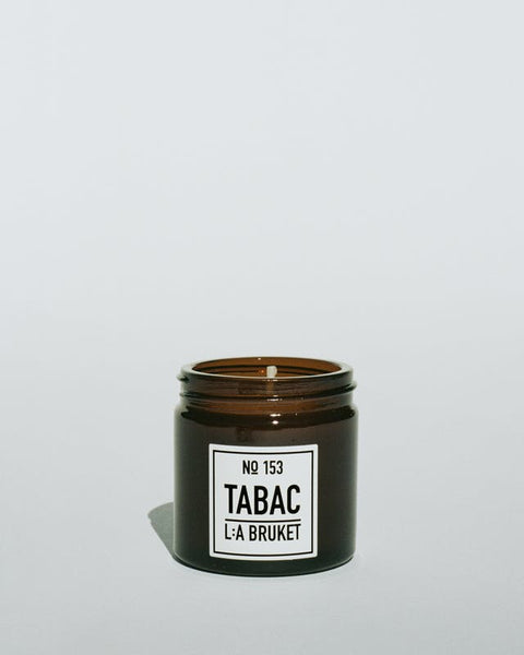 All natural, organic and vegan candle with the green scent Tabac, from the best of Sweden's coastal home fragrance brand, L:A Bruket