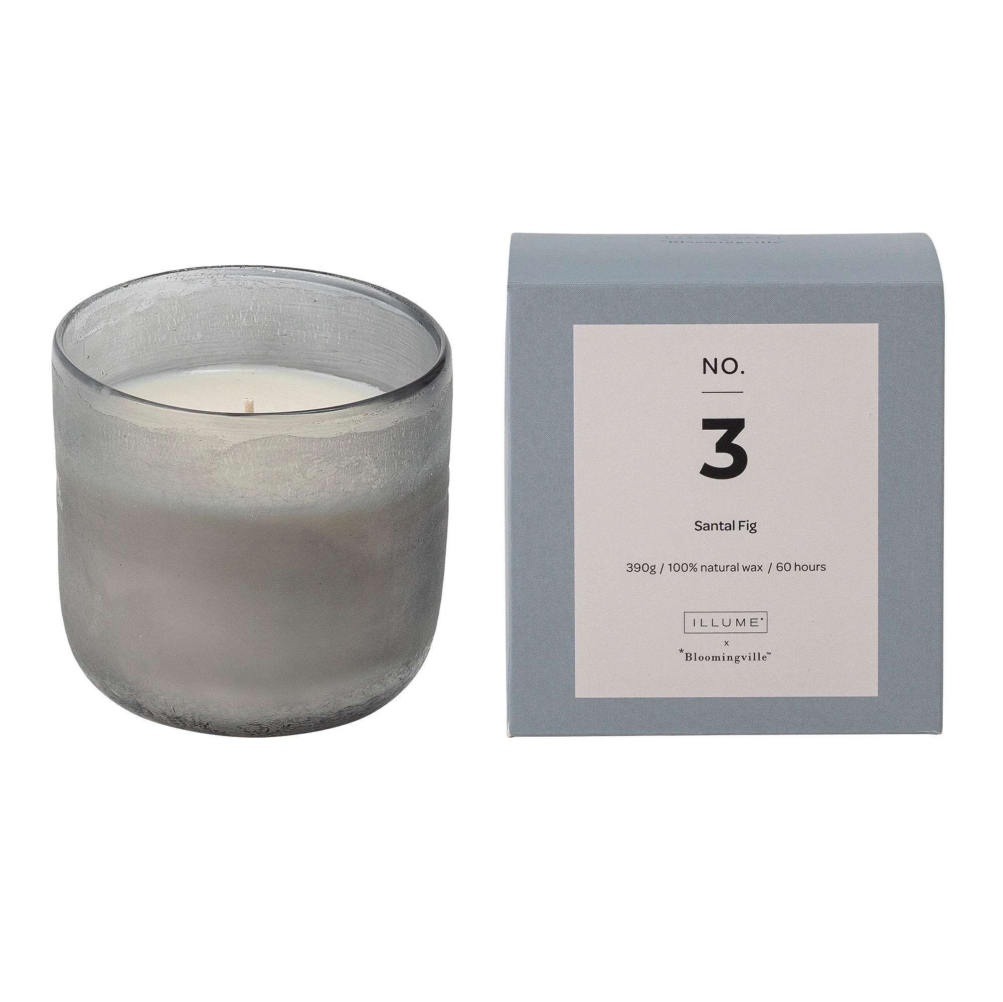 Large Santal Fig scented candle in sea glass jar for Nordic home style from Bloomingville