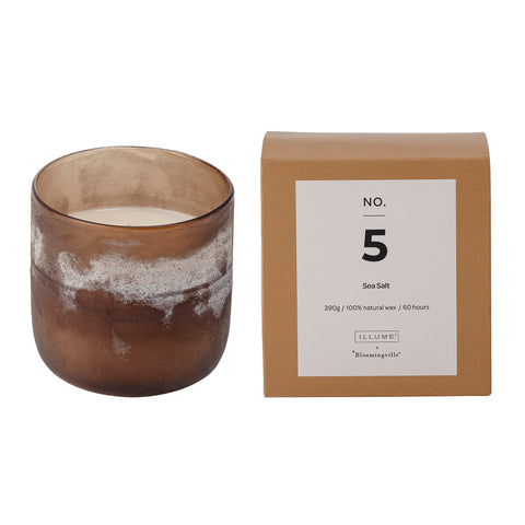 Large Sea Salt scented candle in sea glass jar for Nordic home style from Bloomingville