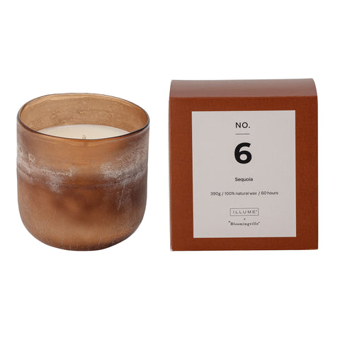 Large Sequoia scented candle in sea glass jar for Nordic home style from Bloomingville