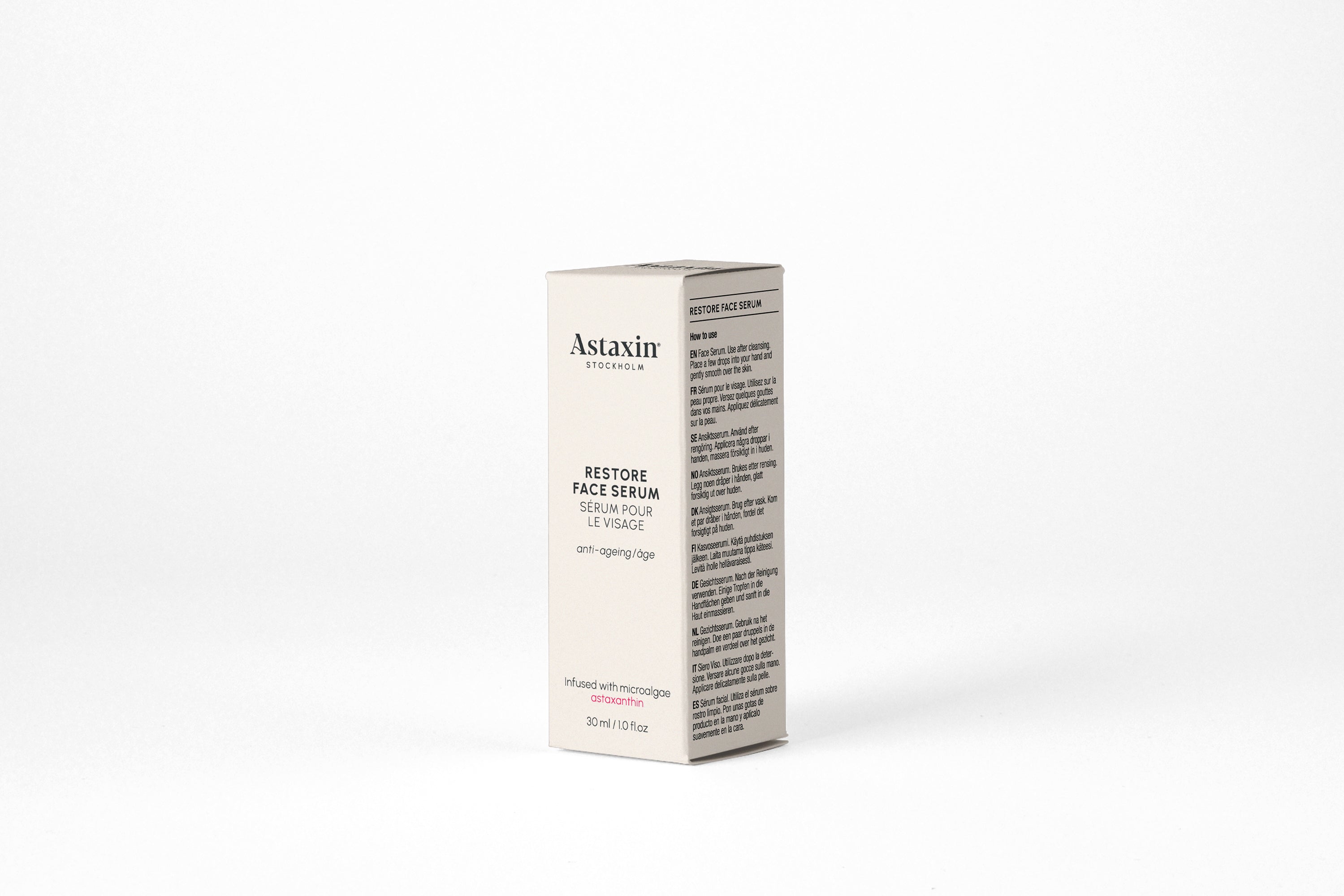 Restoring bakuchiol red face serum with microalgae from Sweden's latest skincare revolutionary brand, Astaxin