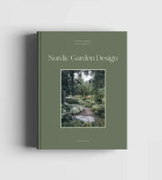 Book titled 'Nordic Garden Design' with a cover featuring a forest scene on a light gray background