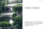 Garden scene with pond and flowers, featuring text 'Artist's Palette' on the right.